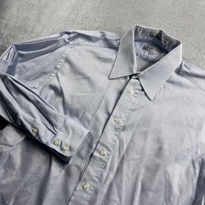 Burberrys of London Vintage Mens 16-33 Blue Cotton Dress Shirt Made in USA
